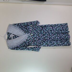 Vintage LESLIE FAY Petite Collections Floral Faux Wrap Dress Size 8